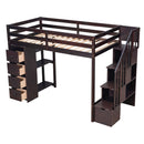 Loft Bed With Storage Drawers And Stairs With Shelves