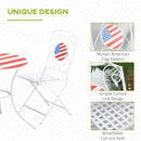 3 Piece Patio Bistro Set, Folding Outdoor Furniture with USA Mosaic Table and Chairs, Portable Metal Frames for 4th of July, Balcony, Backyard, Poolside, Porch, American Flag