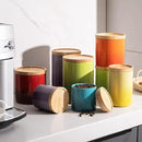 Sweejar Ceramic Food Storage Jar, Stackable Kitchen Canisters, Containers with Airtight Seal Wooden Lid for Serving Ground Coffee, Tea, Sugar, Salt and More - 28 Fl Oz (Gradient Green) by CozyNest Decor