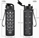 Enerbone Water Bottle, Leakproof BPA & Toxic Free, Motivational Water Bottle with Times to Drink and Straw, Fitness Sports Water Bottle with Strap for Office, Gym, Outdoor Sports by CozyNest Decor