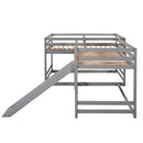 L-Shaped Bunk Bed With Slide And Short Ladder by HouseOfZazla