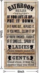 Rustic & Funny Bathroom Signs - Western & Farmhouse Bathroom Rules Wall Decor E1 by CozyNest Decor