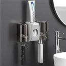 Toothbrush Holders Wall Mounted,Toothpaste Dispenser for Kids Hanging Adhesive Automatic Toothbrush Holders Bathroom Decor with Toothpaste Dispenser 2 Cups - Grey by CozyNest Decor