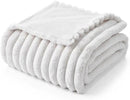 Amélie Home Faux Fur Throw Blanket for Couch, Cozy Fuzzy Fluffy Fur Luxurious Soft Striped Plush Gift Blankets for Family Sofa Chair Bed Living Room Bedroom, 60"x80", Ivory by CozyNest Decor
