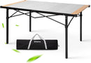 KingCamp Aluminum Folding Lightweight Roll Portable Stable Table for Camping Picnic Barbecue Backyard Party, Indoor & Outdoor, Oversize, Silver Black (Extended Pro,