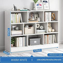 IOTXY Open Shelf Low Bookcase - Wooden 3-Tier Floor Standing Display Cabinet Organizer with Base, 10 Cubes Short Horizontal Bookshelf in Warm White by CozyNest Decor