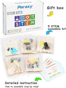 Poraxy 5 Set STEM Kits for Kids Ages 8-10, Toys for Ages 8-13, 3D Wooden Puzzles, Educational Engineering Arts Crafts Science Building Kits, Gifts for Boys and Girls 7 8 9 10 11 12 13 Year Old by TinyTreasures Baby Boutique