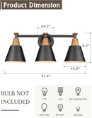 FEMILA Black Bathroom Light Fixtures, 3-Light Bathroom Vanity Lights Over Mirror with Hammered Metal Shade, Modern Wall Lamp for Kitchen Bedroom Living Room,4FG59B-3W BK by CozyNest Decor