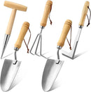 Lasnten 5 Pcs Garden Tool Set, Heavy Duty Gardening Tools with Hand Dibber, Hand Crack Weeder, Transplanter, Big Trowel, 3-Claw Cultivator for Planting Flowers, Gardening Gifts for Women and Men by GreenHaven Gardens