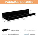 upsimples Acrylic Shelves for Wall Decor, 15" Display Shelf Perfume Organizer for Bathroom, Bedroom, Living Room, Floating Bookshelves for Kids, Black, 2 Pack by CozyNest Decor