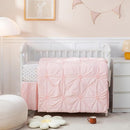 PINNKKU 3-Piece Crib Bedding Set for Boy Girls, Includes Skirt, Blanket and Sheet, Baby Bedding, Pintuck Pinch Pleat Pink by TinyTreasures Baby Boutique