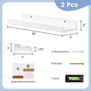 Picture Ledge Shelf for Wall, 16 inch Solid Pine Wood Nursery Book Shelves 2 Packs, Floating Ledge Shelves for Kids' Room Bedroom Bathroom Living Room Photo Frames Office Nursey Wall Decor, White by TinyTreasures Baby Boutique