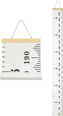 Kids Growth Chart, Wood Frame Fabric Canvas Height Measurement Ruler from Baby to Adult for Child's Room Decoration 7.9 x 79in (7.9 x 79in, White & Black) by TinyTreasures Baby Boutique