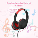 Kids Headphones Wired with Microphone, Over Ear 85/94dB Volume Limited Headphones with Share Port, Stereo Sound Foldable Headset for Teens/Boys/Girls-Black Red by TinyTreasures Baby Boutique