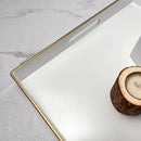 White Decorative Tray, Square Serving Tray with Handles, Plastic Coffee Table Tray for Ottoman, Living Room, Kitchen Tabletop, 13"x13"x1.6" by CozyNest Decor