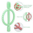 Baby Teething Toys with Easy-Hold Handle, Silicone Infant Toothbrush, Textured On Both Sides Helps Massage, Soothe Sore Gums, Teething Toys for Babies 0-6 Months, 6-12 Months Bright Green & Caramel by TinyTreasures Baby Boutique