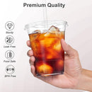 100 Pack - 16 oz Clear Plastic Cups with Lids and Straws, Sturdy & Food Safe Iced Coffee Cups with lids, Disposable Plastic Smoothie Cups for Cold Drinks by TinyTreasures Baby Boutique
