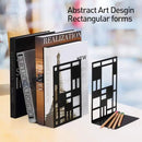 Book Ends, Bookends, Book Ends for Shelves, Bookends for Heavy Books, Book Divider Decorative Holder, Metal Heavy Duty Bookend Black 1 Pair, Abstract Art Desgin Book Stopper Supports for Office, Home by CozyNest Decor