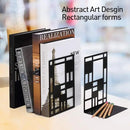 Book Ends, Bookends, Book Ends for Shelves, Bookends for Heavy Books, Book Divider Decorative Holder, Metal Heavy Duty Bookend Black 2 Pair, Abstract Art Desgin Book Stopper Supports for Office, Home by CozyNest Decor