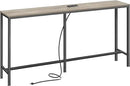 SUPERJARE Console Table with Outlet, 63 Inch Sofa Table with Charging Station, Narrow Hallway Entryway Table, Behind Couch Table, for Living Room, Oak by CozyNest Decor