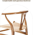 Wishbone Chair Natural Solid Wood Dining Chair/Hans Vegner Y Chair Rattan and Wood Accent Armrest Chairs (Ash Wood - Walnut) by CozyNest Decor