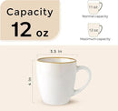 GBHOME Ceramic Coffee Mugs Set of 6, 12oz Stoneware Coffee Mugs Set For Dad Mom Women MEN, Light Weight Ceramic Coffee Cups for Latte/Tea/Beer/Hot Cocoa, Dishwasher & Microwave Safe-Pearl White by CozyNest Decor