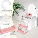 2 In 1 Potty Training Toilet Seat & Toddler Step Stool, Bottom Triangle Stability Toddler Toilet Seat, Adjustable Step & Seat Height Potty Seats (Pink) by TinyTreasures Baby Boutique