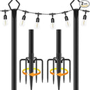 Aulimhti 10Ft Metal Poles with Fork for Outdoor String Lights,2 Pack Light Stand for Outside Garden,Patio,Wedding,Backyard,Deck,Party by GreenHaven Gardens
