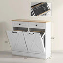 HOMCOM Tilt Out Laundry Hamper Cabinet with 2 Removable Baskets, Freestanding Bathroom Storage Cabinet with 2 Drawers, Trash Can Cabinet for Living Room, Laundry Room, White by CozyNest Decor