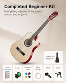 Moukey 38" Acoustic Guitar for Beginners Kids Youth Adult Cutaway Guitarra Acustica Kit with Chord Poster, Gig Bag, Tuner, Picks, Nylon Strings, Capo, Strap - Natural by TinyTreasures Baby Boutique