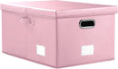 PRANDOM Collapsible Storage Box with Lid [1-Pack] Leather Fabric Foldable Storage Bin Organizer Container Basket Cube with Cover for Home Bedroom Closet Office Nursery Pink (22.8X15.7X11.8) by TinyTreasures Baby Boutique