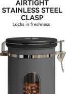 Veken Coffee Canister with Window,Airtight Stainless Steel Kitchen Food Storage Container, Date Tracker & Scoop for Grounds Coffee, Beans, Tea, Flour, Cereal,Sugar,22OZ,Grey by CozyNest Decor