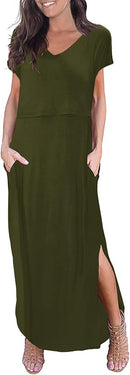 Smallshow Women's Maternity Nursing Dresses Split Long Dress for Breastfeeding by TinyTreasures Baby Boutique