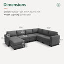 HONBAY Corduroy Sectional Sofa with Storage, U Shape Modular Sectional Sofa with Chaise, Modular Couches for Living Room, Dark Gray by CozyNest Decor