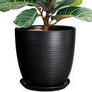 12 Inch Pots for Plants - Ceramic Planter Pot, Large Flower Pot with Drainage Hole and Saucer for Home Patio Garden Office Indoor Outdoor, Black by GreenHaven Gardens