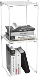 Neudeco Pack 2, Mesh Locker Shelf, Stackable Extra Tall Locker Organizer, Collapsible and Metal Mesh Build, Fits Standard Size, Suitable for School, Work, Kitchen, Bathroom (White) by CozyNest Decor