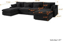 JACH U-Shaped Sectional Couches for Living Room, Cloud Sectional Couch with Deep Seat, 155.9" Modular Sofa with Chaise, Covers Removeable & Washable, Sofas Furniture for Living Room, Black by CozyNest Decor