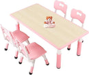 FUNLIO Kids Table and 4 Chairs Set for Ages 3-8, Height Adjustable Toddler Table and Chair Set, Easy to Wipe Arts & Crafts Table, for Classrooms/Daycares/Homes, CPC & CE Approved (5 pcs Set) - Pink by CozyNest Decor