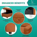 Naomi Home L-Shaped Reversible Sectional Sofa with Pull-Out Sleeper Bed and Storage Chaise, Caramel Air Leather by CozyNest Decor