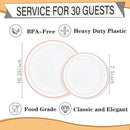 FLOWERCAT 60PCS Rose Gold Plastic Plates - Heavy Duty Rose Gold Plates Disposable for Party Wedding- Include 30PCS 10.25inch Dinner Plates and 30PCS 7.5inch Dessert Plates by CozyNest Decor