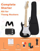 30 Inch Kids Electric Guitar Kit Beginner Complete Bundle with Smooth Fingerboard, Lightweight Design for Child, 5W Practice Amp, Gig Bag, Tuner, Strap, Cable, Picks, Extra Strings, RST-70 Black by TinyTreasures Baby Boutique