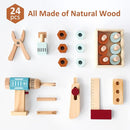 PairPear Kids Tool Set,Wooden Toy Tool Box with Toy Drill,Wooden Tool Kit Toddler Construction Toys Workbench Pretend Play Gift for Boys Girls 3 Years and Up. by TinyTreasures Baby Boutique