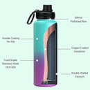 DRINCO Stainless Steel Water Bottle Spout Lid Vacuum Insulated Double Wall Water Bottle Wide Mouth (40oz 32oz 22oz 18oz 14oz) Leak Proof Keep Cold Sport Camping Hiking (40 oz, 40oz Ombre Fuchsia Teal) by CozyNest Decor