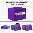 LINMAGCO Storage Ottoman Folding Foot Stool Foot Rest with Side Pocket Modern Ottoman with Storage Short Sofa Stool Velvet 17x13x13(Purple) by CozyNest Decor