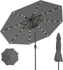 10FT Solar Umbrella 32 LED Lighted Patio Umbrella Table Market Umbrella w/Tilt and Crank, UV-Resistant Outdoor Umbrella for Pool, Garden, Deck, Gray by GreenHaven Gardens