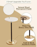 Masupu Drink Table, Round Side Table for Small Spaces, Pedestal Side Table, Small End Table with Metal Base, for Living Room, Bedroom, Bathroom, White by CozyNest Decor