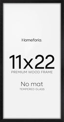 Homeforia 11x22 Black Wood Frame, High End Oak 11 x 22 Newspaper Display Frames without Mat, Wooden 22x11 Thin Picture Frames for Wall, 11 by 22 Black Poster Frames, Tempered Glass, Wall Kit, Set of 1 by CozyNest Decor