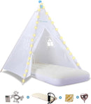 Teepee Tent for Kids with Inflatable Airbed, String Lights, Balloons, Pump, Washable Slumber Party Tent Indoor Outdoor for Girls Boys, Children Tipi Playhouse for Playtime and Sleepover by TinyTreasures Baby Boutique