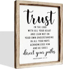 Christian Wall Signs, Rustic Home Decor, Church Room Decoration, Proverbs 3:5-6 Sign, Framed Wall Plaque Sign 15 * 11.5 inches, Trust in the Lord with All Thine Heart by CozyNest Decor
