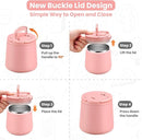 20oz Insulated Vacuum Food Jar with Buckle Lid,Soup Thermo for Hot Food Kids,Wide Mouth Leakproof Stainless Steel Lunch Container with Spoon-Pink by TinyTreasures Baby Boutique
